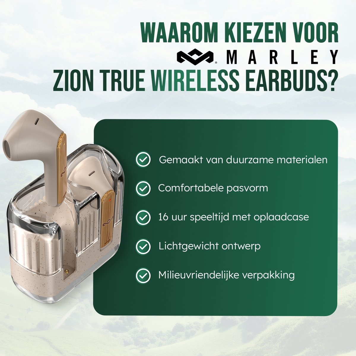 House of Marley Zion True Wireless Cream - Draadloze oordopjes