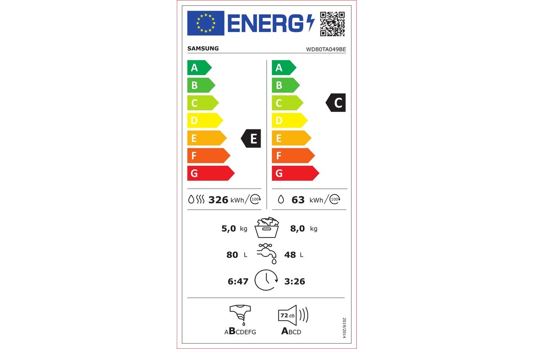 Samsung WD80TA049BE - Was-droogcombinatie