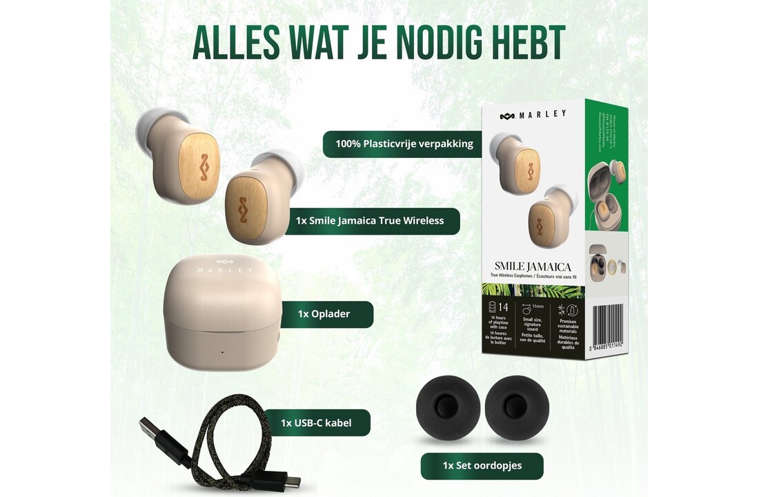 House of Marley Smile Jamaica Mini True Wireless Cream - Draadloze oordopjes