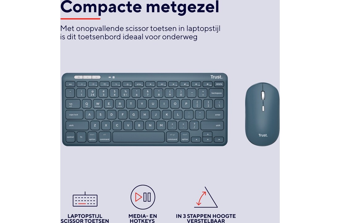Trust Lyra Blauw - Toetsenbord + muis set