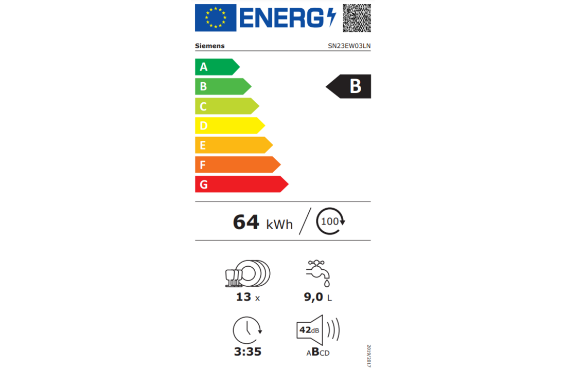Siemens SN23EW03LN extraKlasse - Vrijstaande vaatwasser