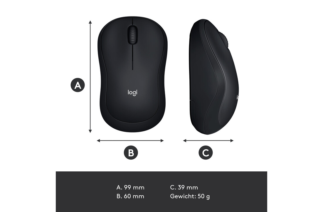 Logitech M185 Grijs - Muis
