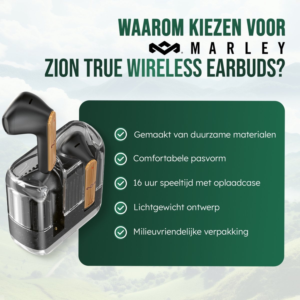 House of Marley Zion True Wireless Black - Draadloze oordopjes