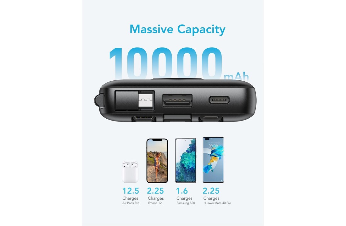 Veger C10 W1147 10.000 mAh Zwart - Powerbank