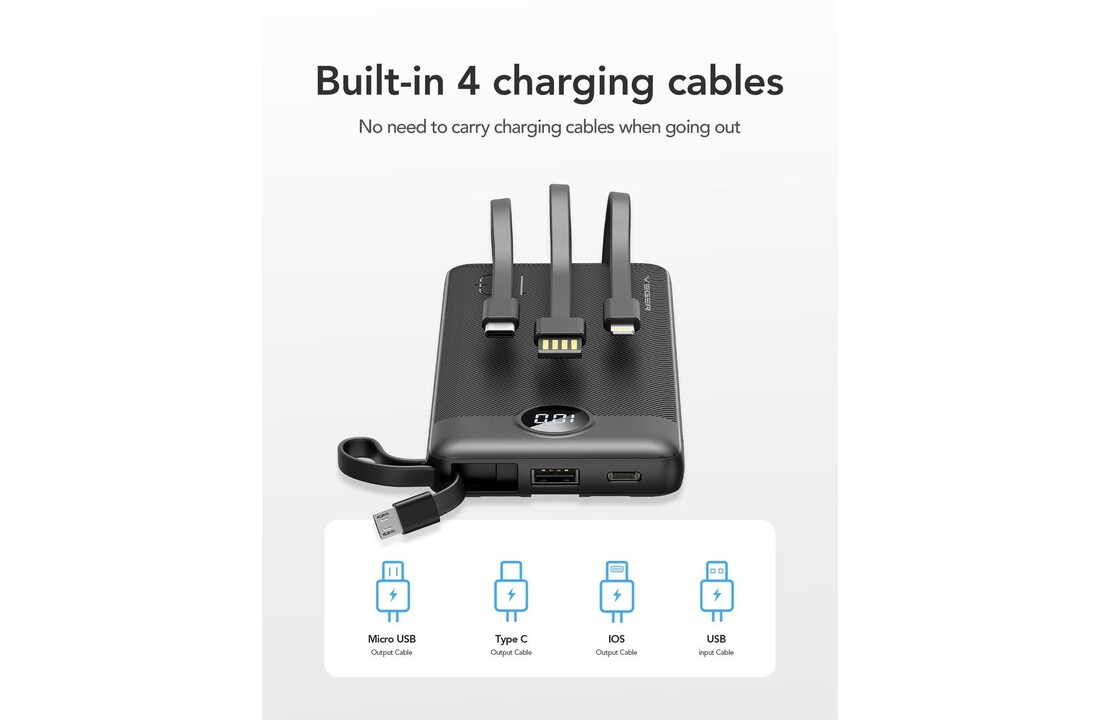 Veger C10 W1147 10.000 mAh Zwart - Powerbank