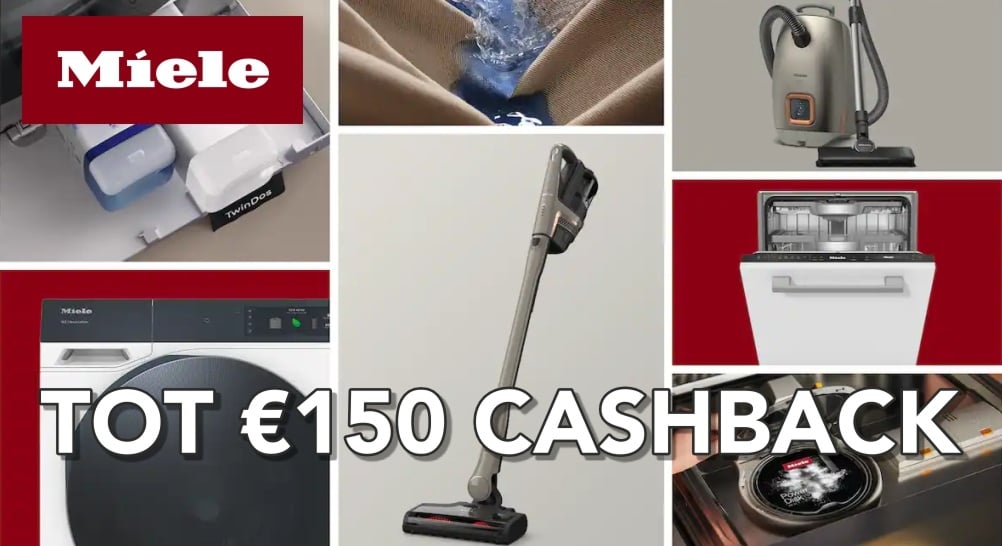 Tot € 150,- cashback op  Miele wasmachines, drogers, vaatwassers en stofzuigers