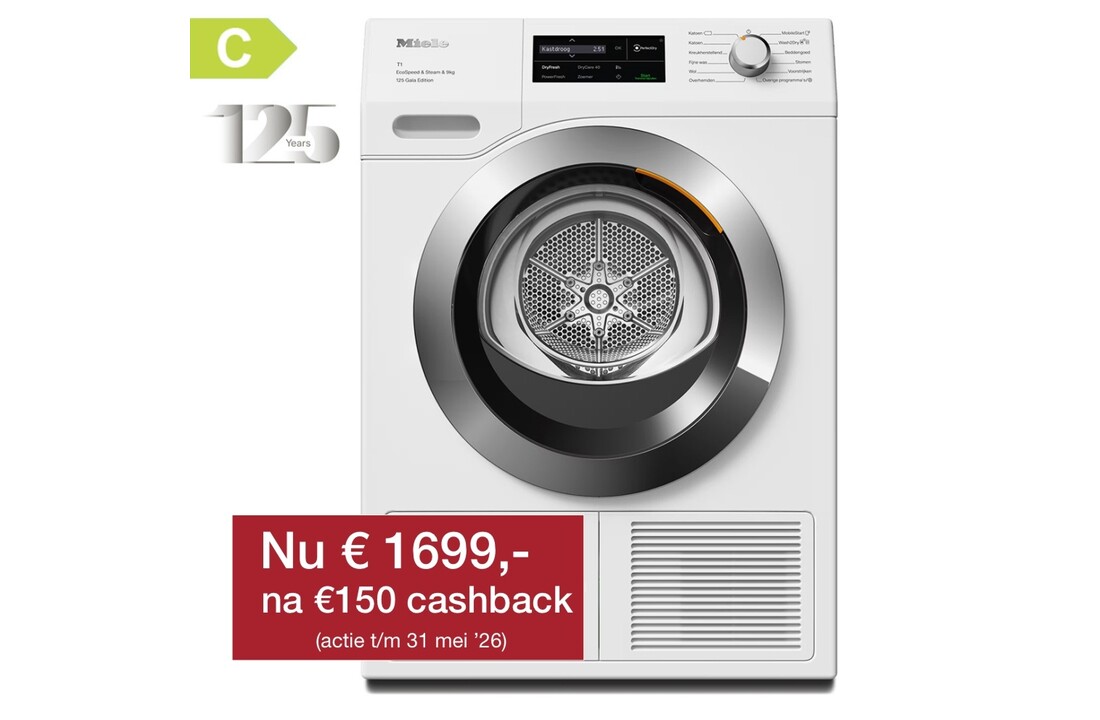 Miele TEL695WP 125 Gala Edition Lotuswit - T1 Warmtepompdroger.