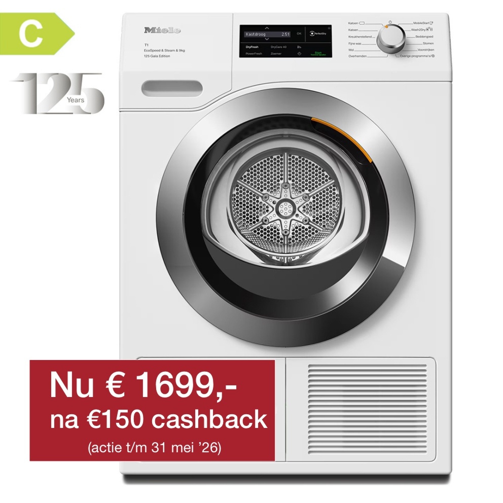 Miele TEL695WP 125 Gala Edition Lotuswit - T1 Warmtepompdroger.