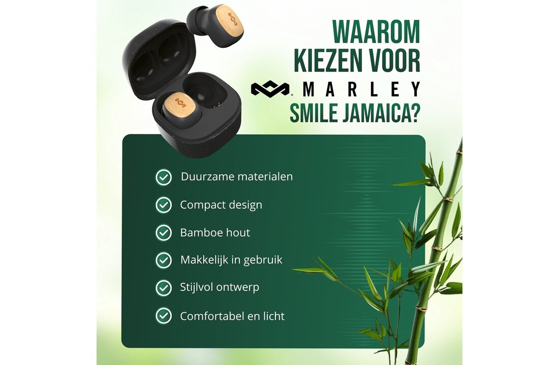 House of Marley Smile Jamaica Mini True Wireless Signature Black - Draadloze oordopjes