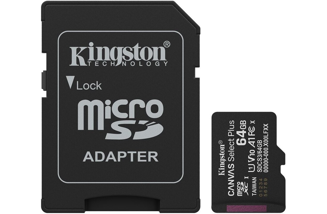 Kingston Canvas Select Plus Gen. 3 microSDXC 64GB met SD-adapter - Micro SD kaart