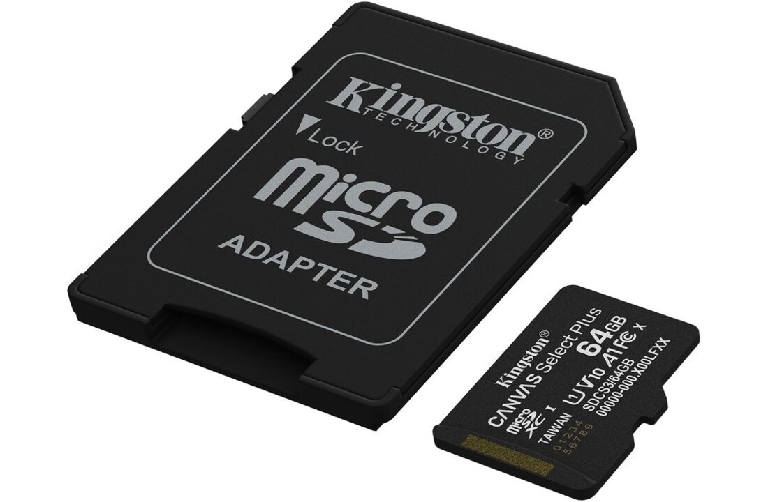 Kingston Canvas Select Plus Gen. 3 microSDXC 64GB met SD-adapter - Micro SD kaart