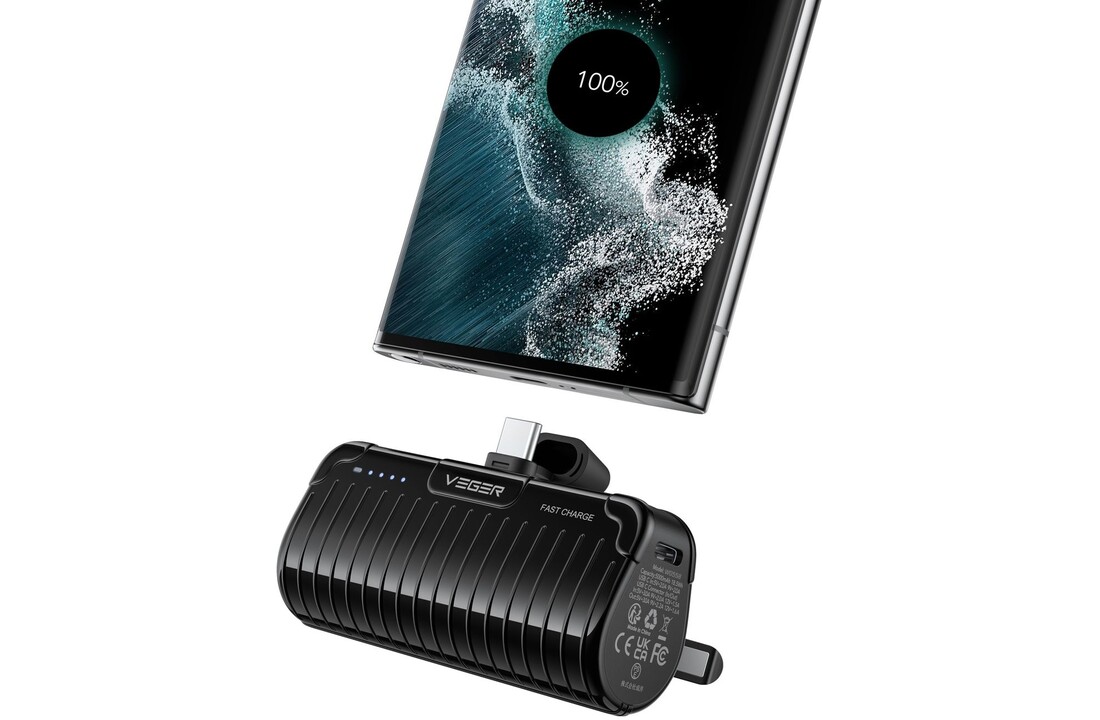 Veger PlugOn Pro-C W0558 5000mAh Zwart - Powerbank