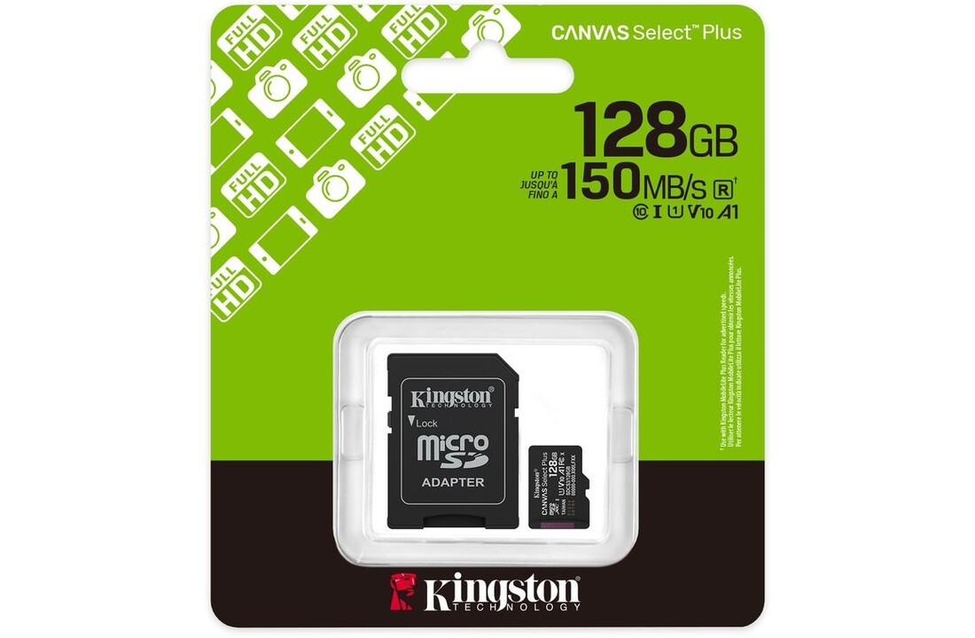 Kingston Canvas Select Plus Gen. 3 microSDXC 128GB met SD-adapter - Micro SD kaart