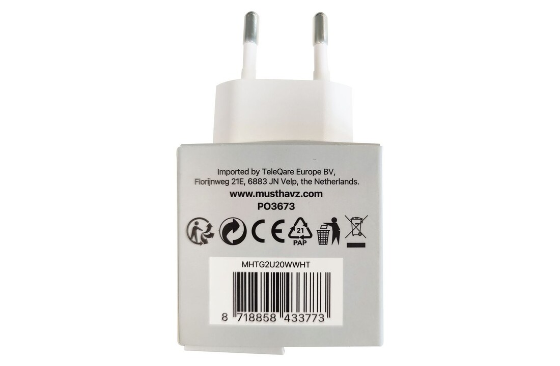 Musthavz thuislader USB-A+USB-C Wit