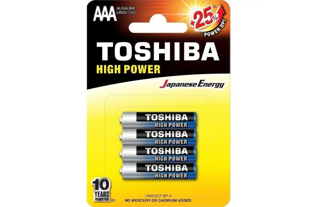 Toshiba High Power AAA 1.5V 4 stuks