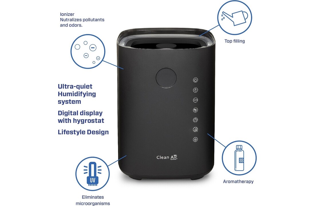 Clean Air Optima CA-604B Smart Zwart - Luchtbevochtiger