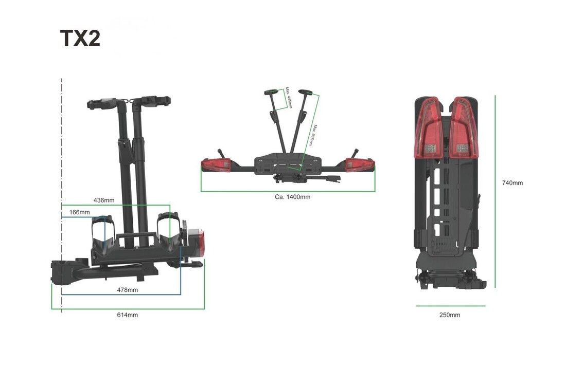 Spinder TX2 Fietsdrager inklapbaar.