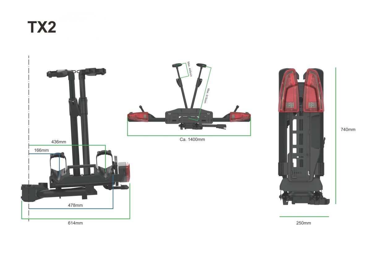 Spinder TX2 Fietsdrager inklapbaar.