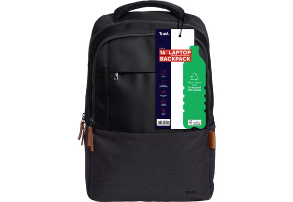 Trust Lisboa 16 inch laptoprugzak Eco Zwart - Laptoptas