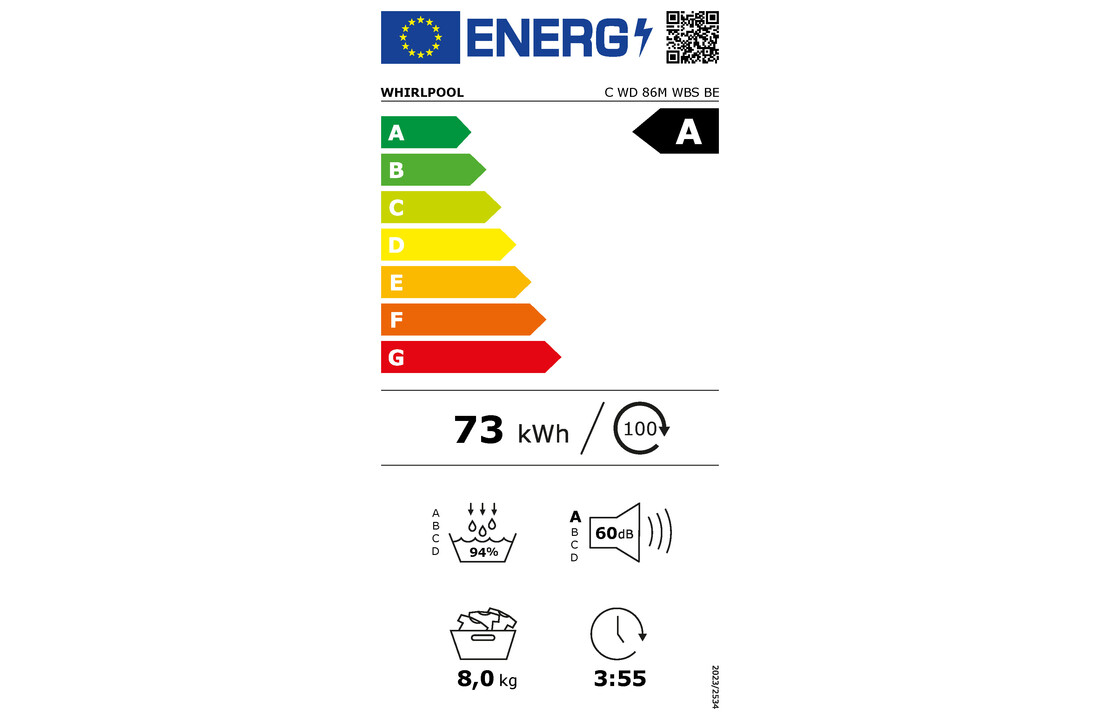 Whirlpool C WD 86M WBS BE - Warmtepompdroger.