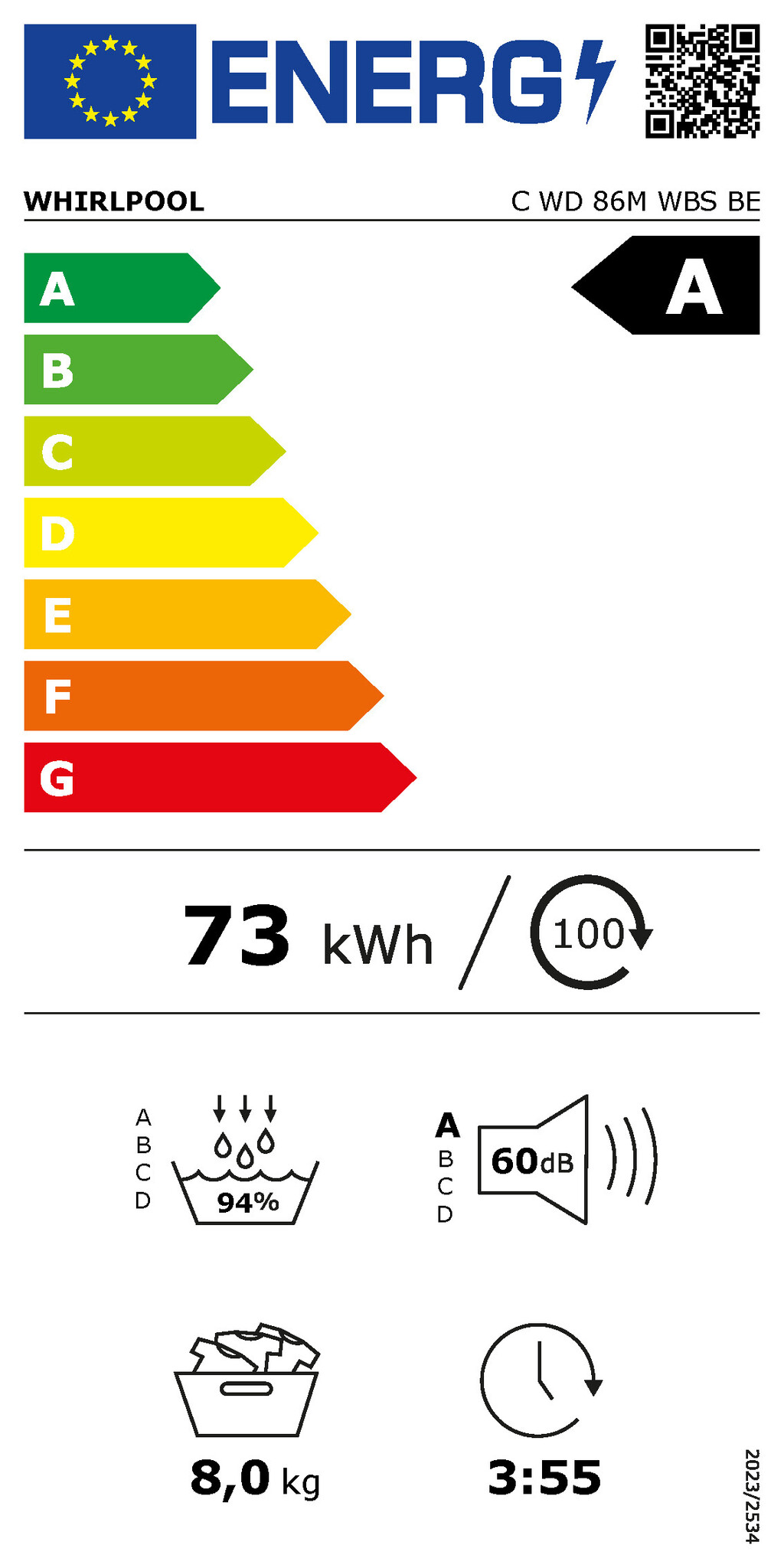 Whirlpool C WD 86M WBS BE - Warmtepompdroger.