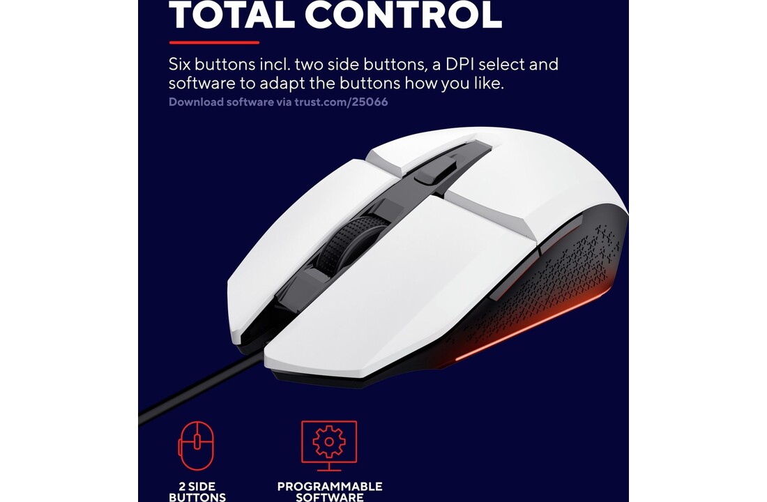 Trust GXT 109W Felox Wit - Gaming Muis