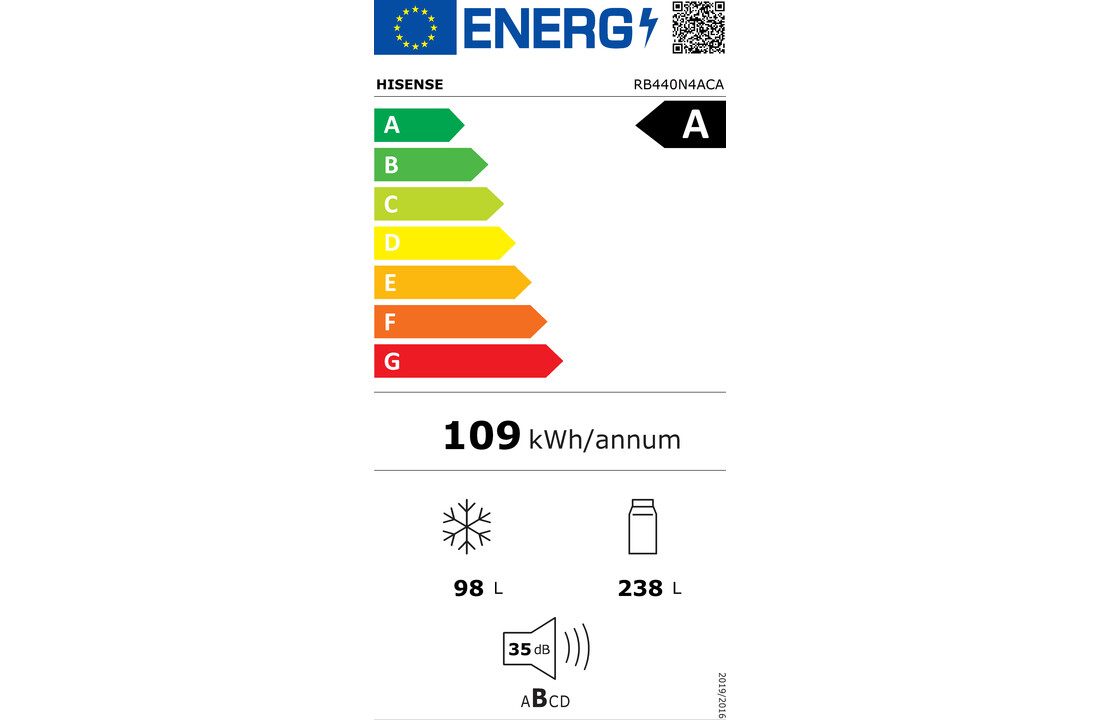 Hisense RB440N4ACA - Koel-vriescombinatie.