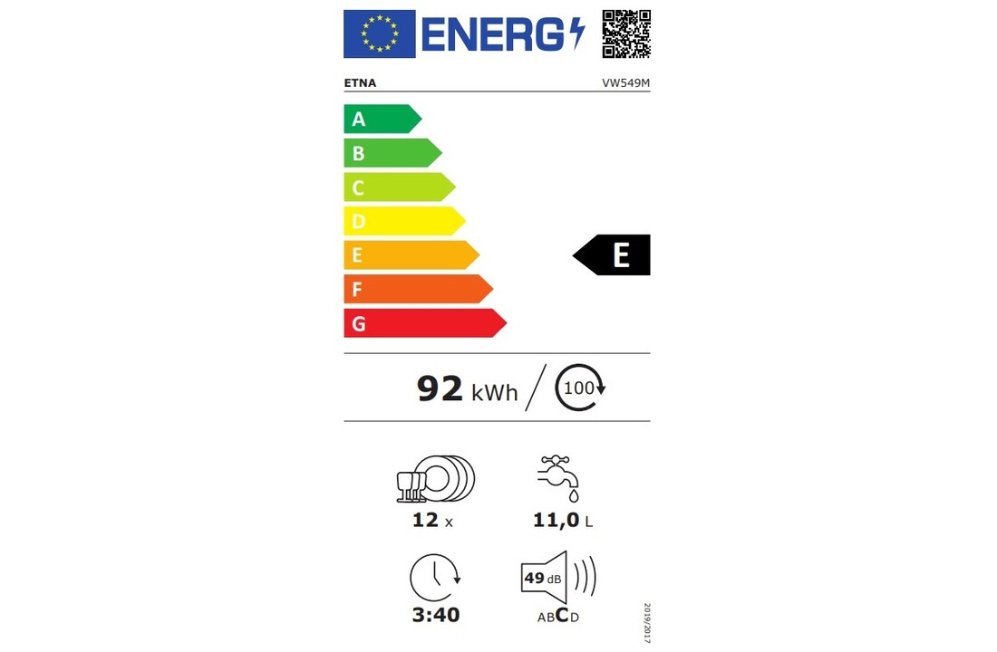 ETNA VW549M - Inbouw vaatwasser