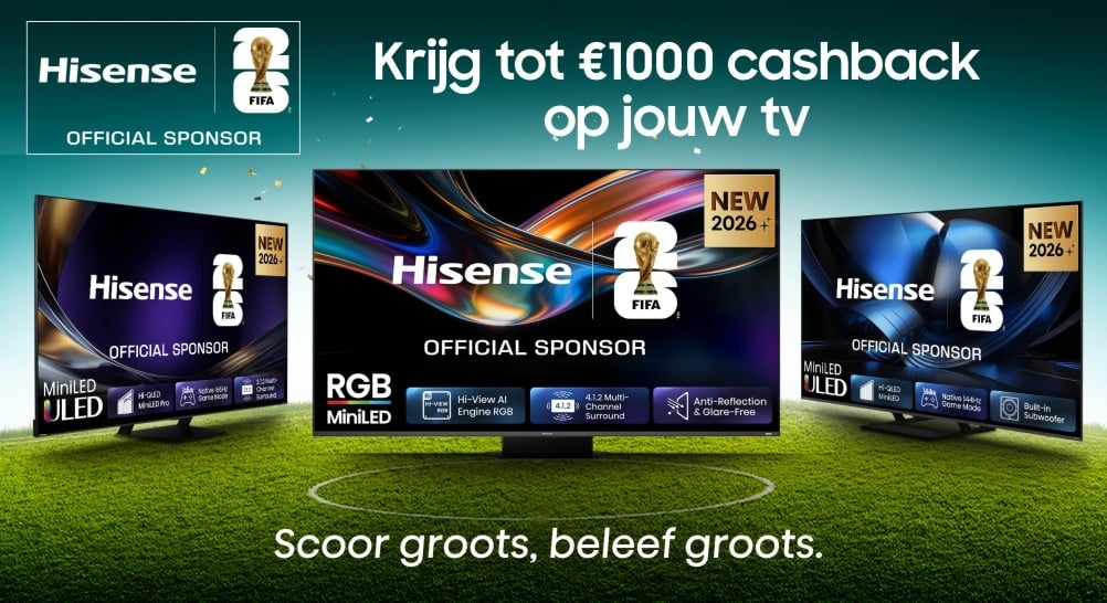 Krijg tot €1000 cashback op jouw Hisense tv