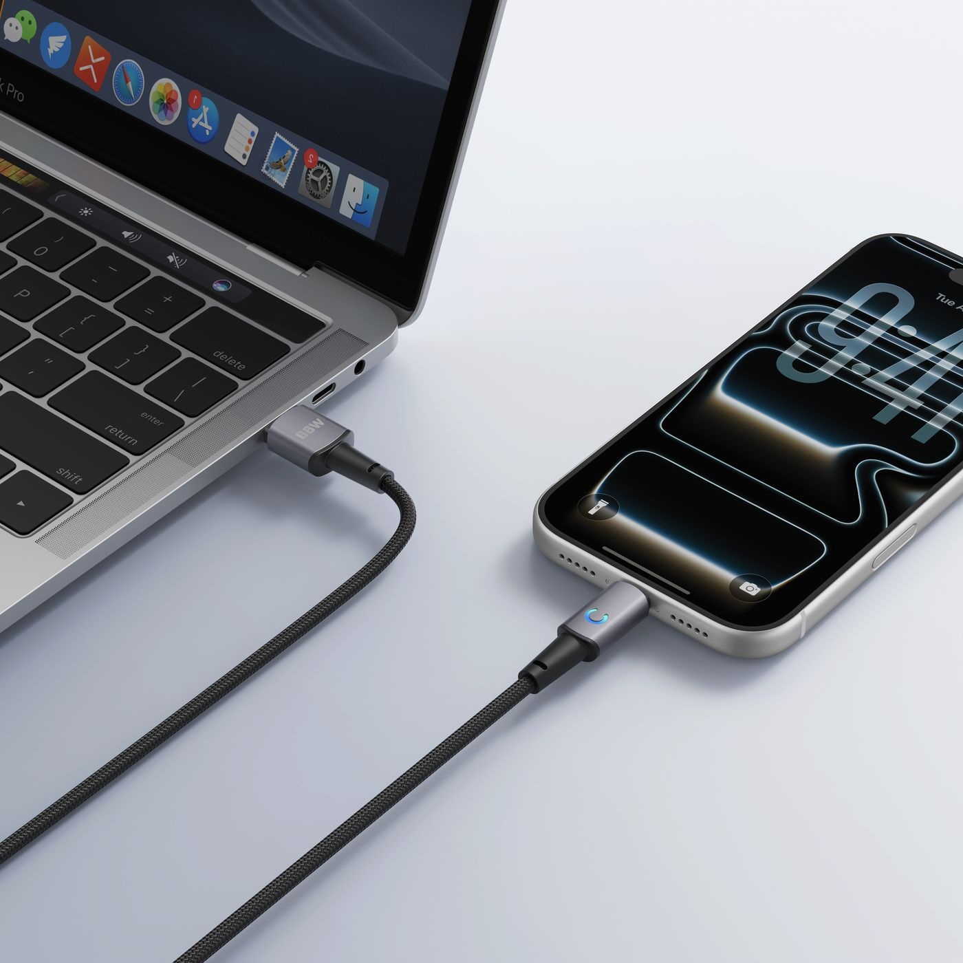Veger AC1 USB-A naar USB-C kabel 1.2m Braided Aluminium 66 Watt
