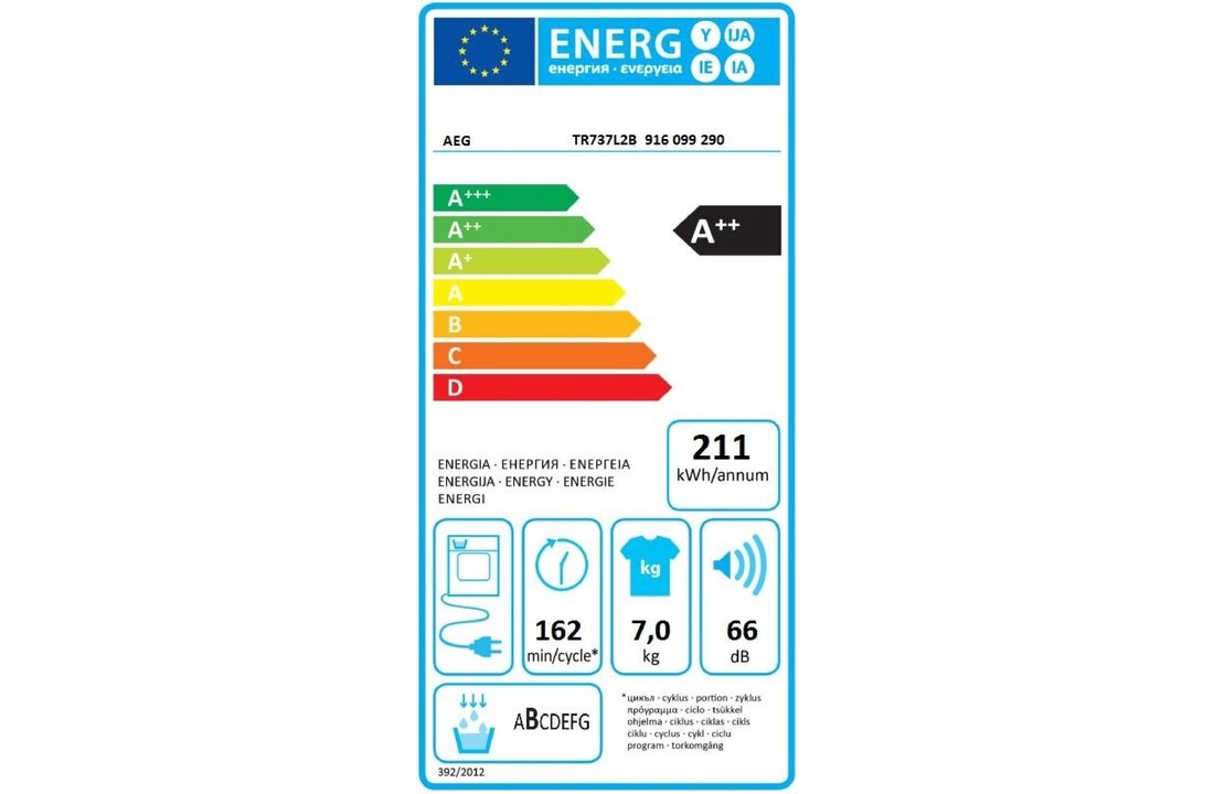 AEG TR737L2B 7000 Serie SensiDry - Warmtepompdroger