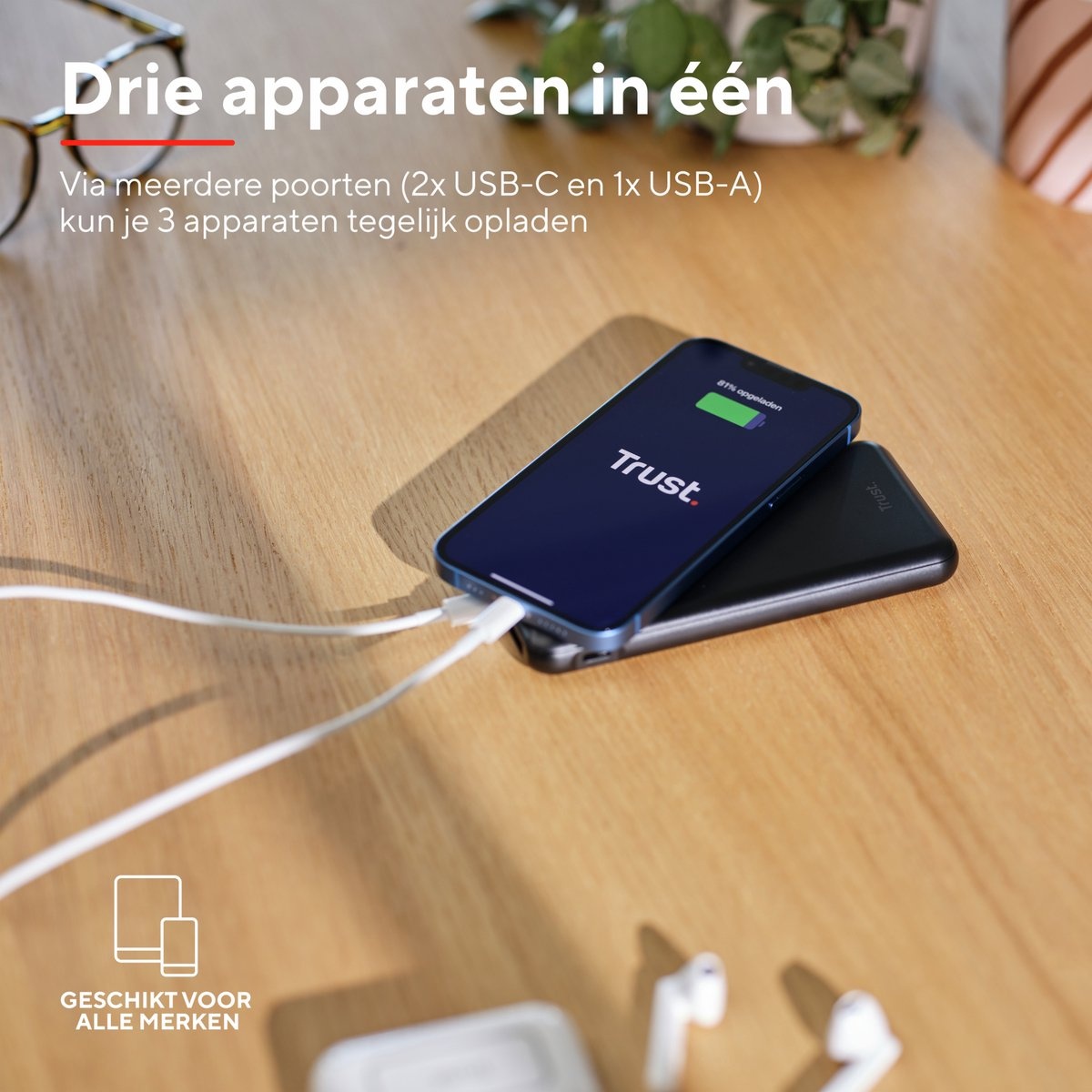 Trust Redoh Fast 10.000 mAh Zwart - Powerbank