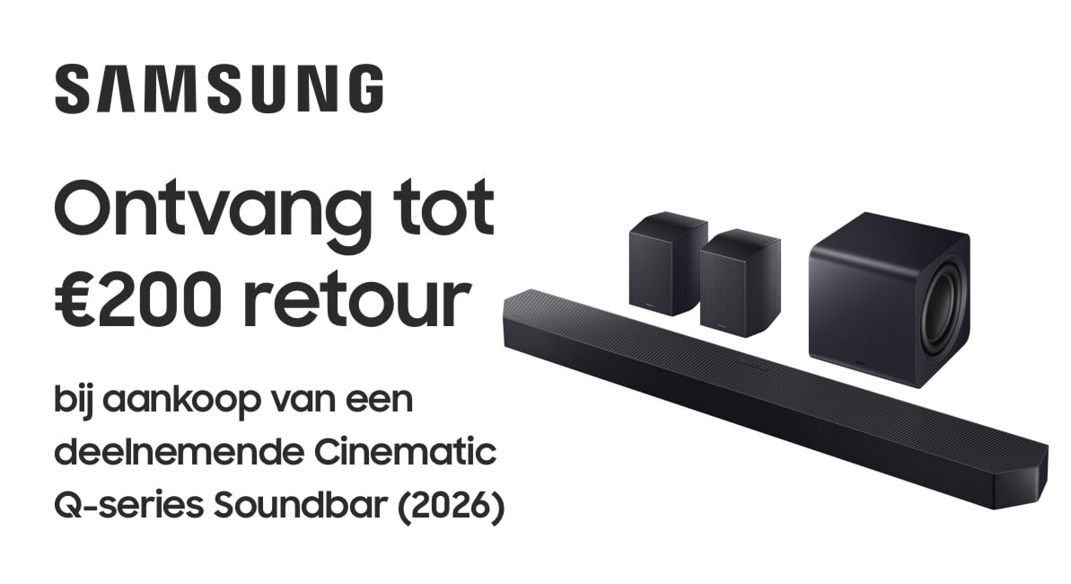 Tot €200 retour bij een Samsung Cinematic Q-serie Soundbar (2026)