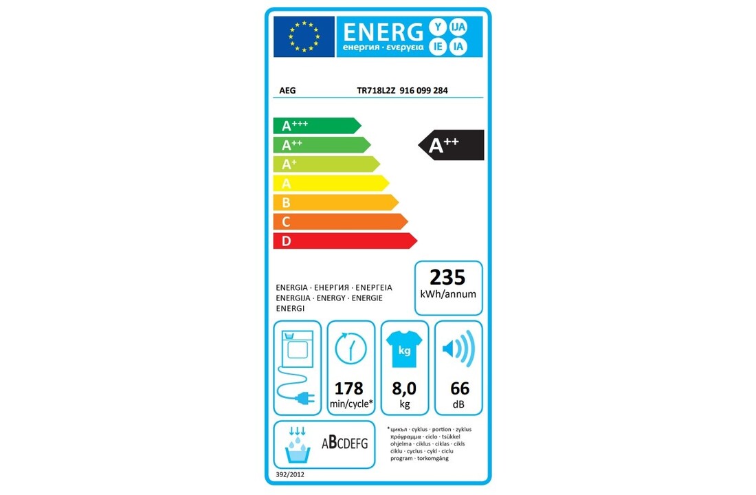 AEG TR738AT4B 7000 Serie SensiDry - Warmtepompdroger