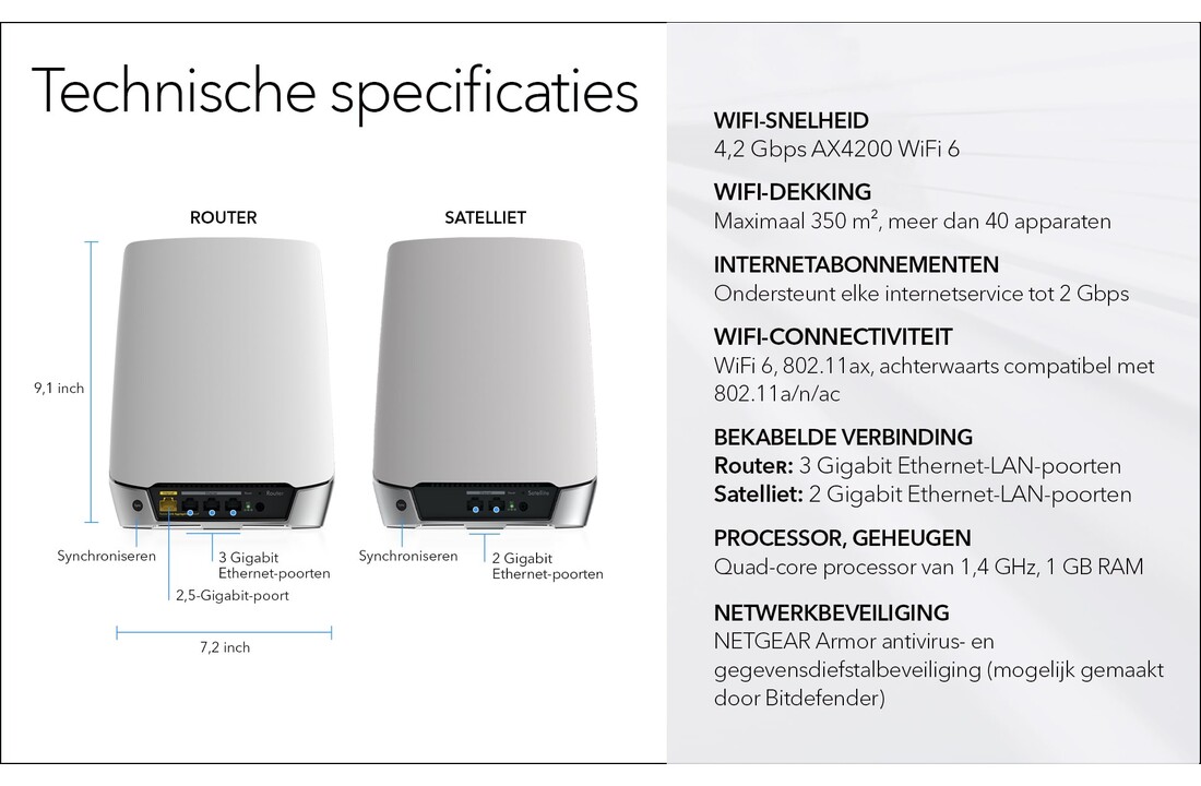 Netgear Orbi RBK752 Multiroom WiFi 6 Mesh systeem - Router