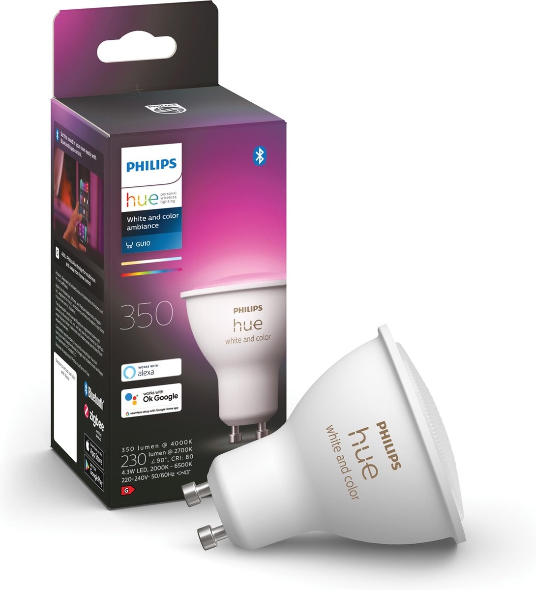 Philips Hue 1x GU10 4.3W Color Ambiance Single Pack - Slimme lamp