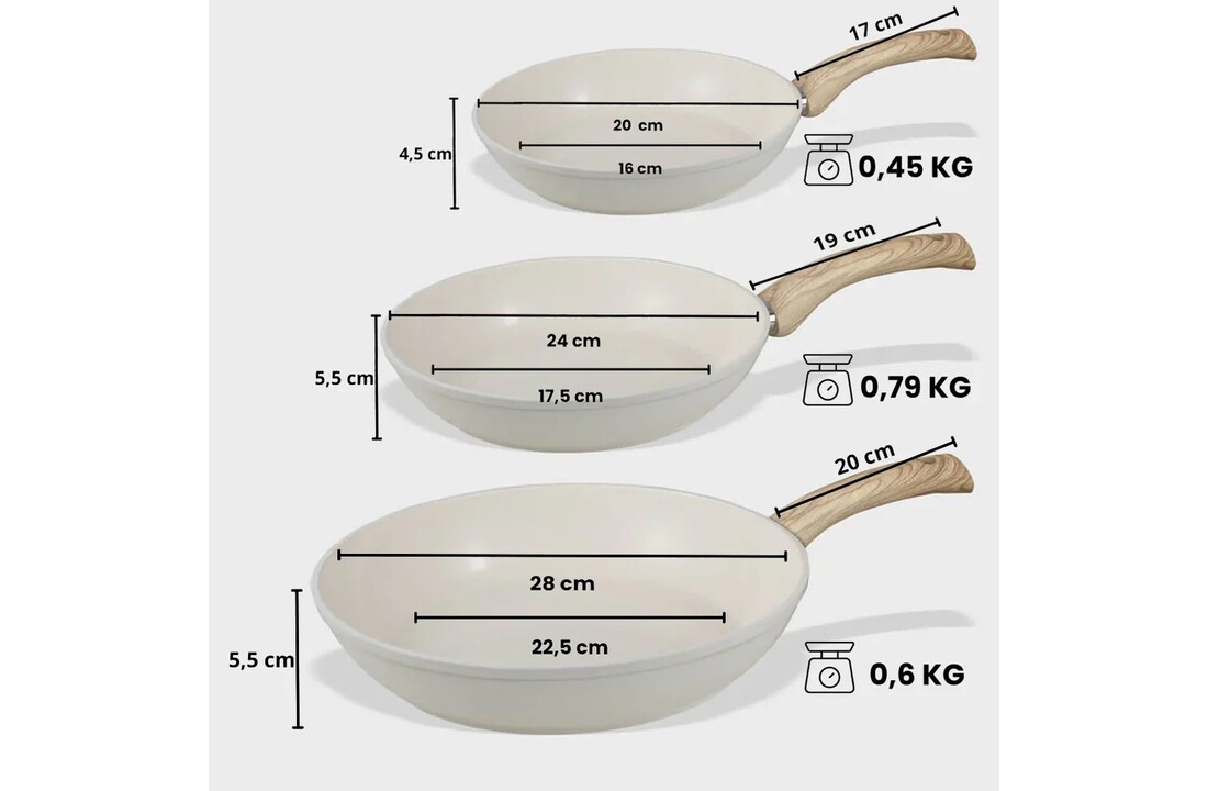 Cook & Pan Go Ivory Koekenpannenset 3-delig