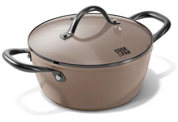 Cook & Pan Taupe of Mind Honey Kookpan met deksel 20 cm