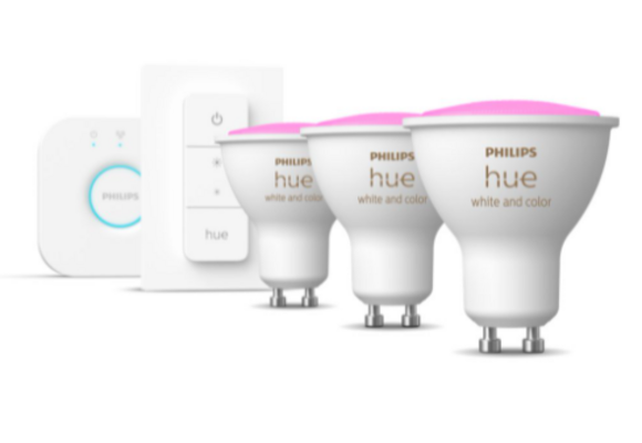 Philips Hue Starterkit 3x GU10 4.3W Color Ambiance + Bridge + Dimmer - Slimme lamp