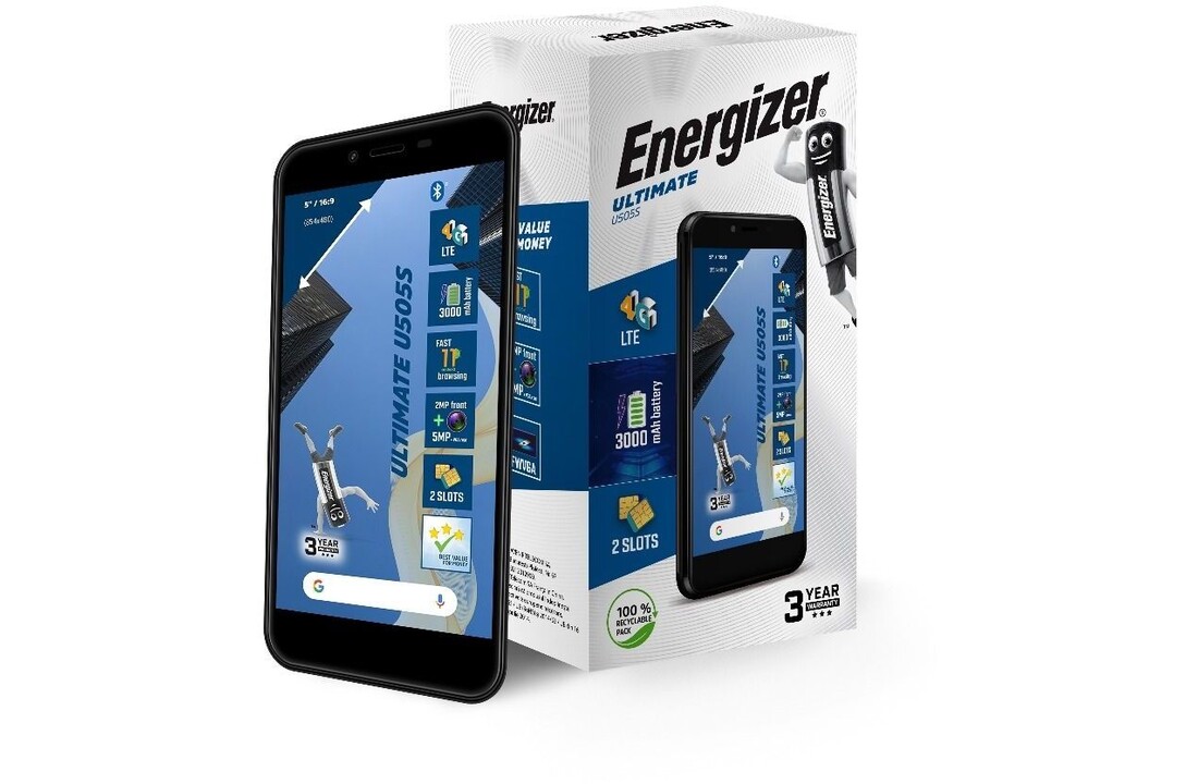 Energizer Ultimate U505S 4G 16GB Zwart - Mobiele telefoon