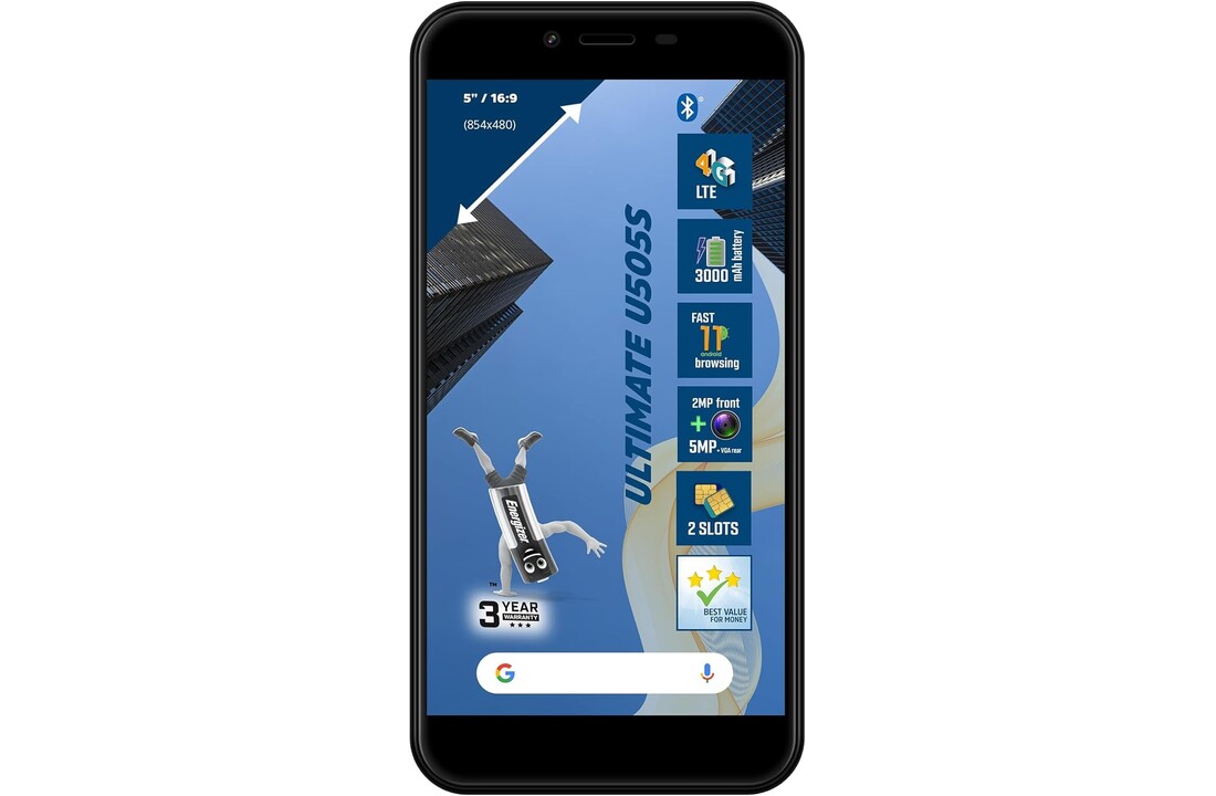 Energizer Ultimate U505S 4G 16GB Zwart - Mobiele telefoon