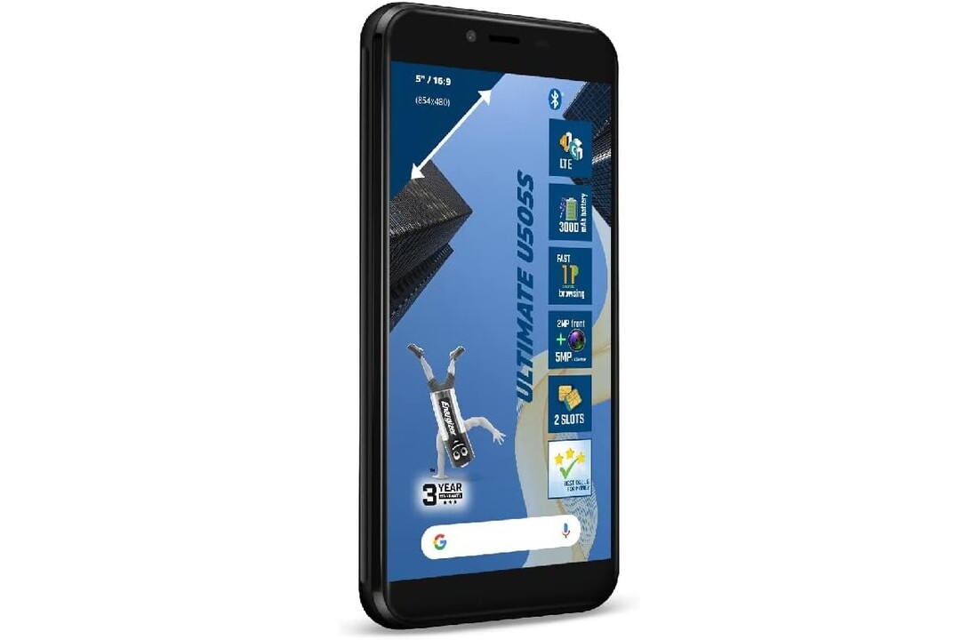 Energizer Ultimate U505S 4G 16GB Zwart - Mobiele telefoon