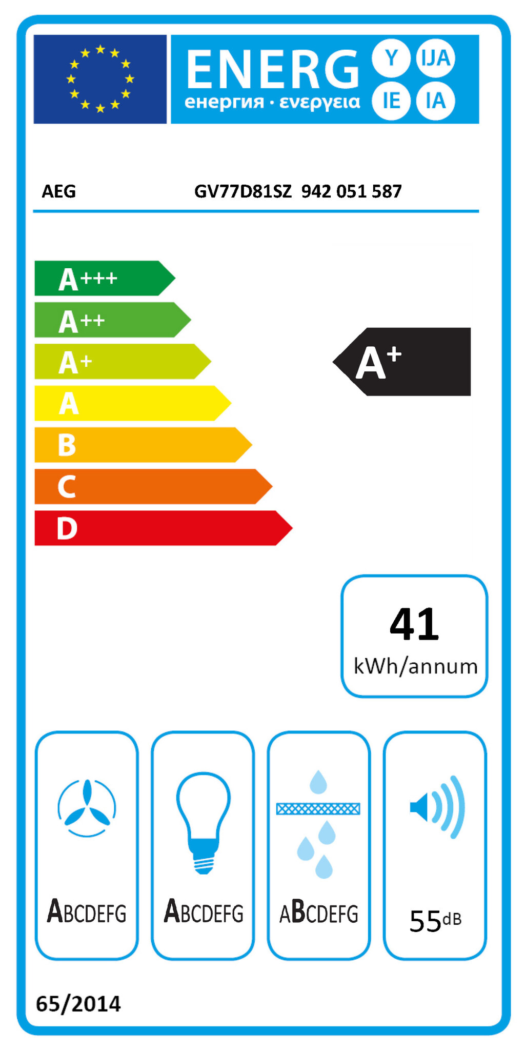 AEG GV77D81SZ - Verticale schouw afzuigkap 80 cm.
