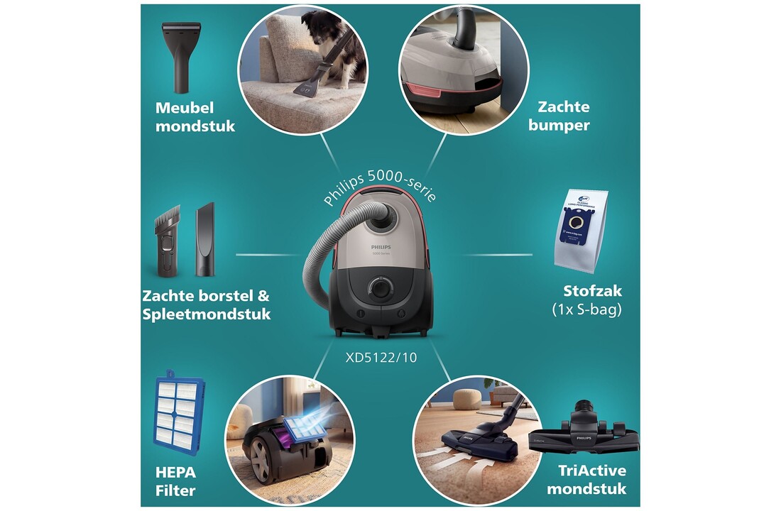Philips 5000 Series XD5122/10 - Stofzuiger met zak