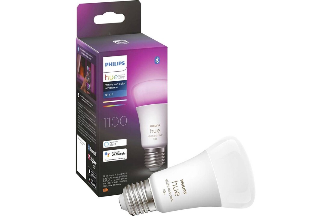 Philips Hue 1x E27 9W A60 Color Ambiance Single Pack - Slimme lamp
