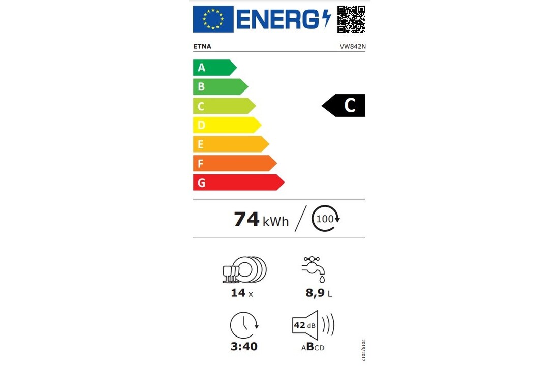 ETNA VW842N - Inbouw vaatwasser