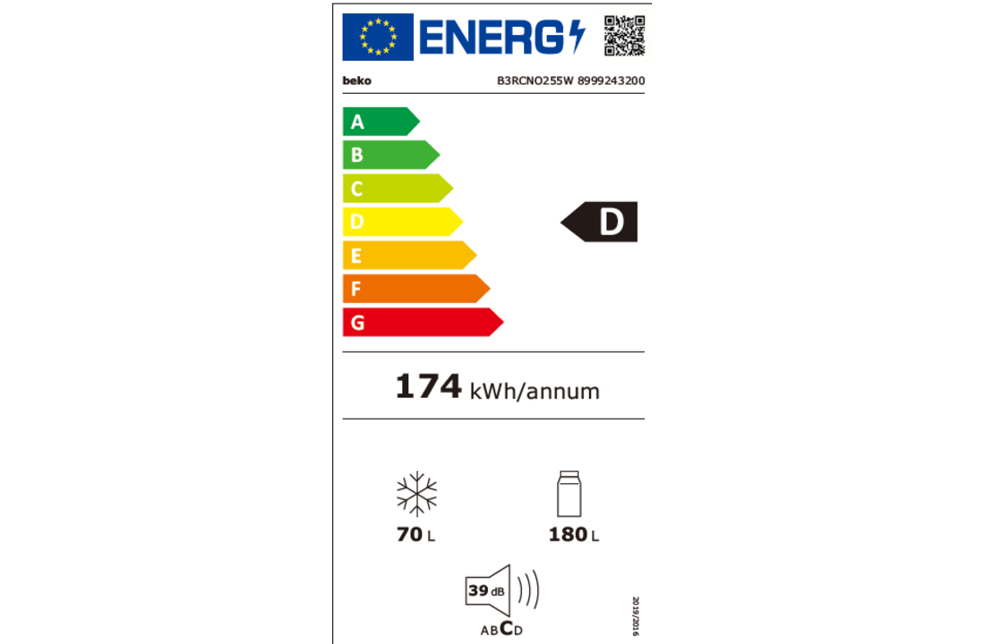 Beko B3RCNO255W - Koel-vriescombinatie.