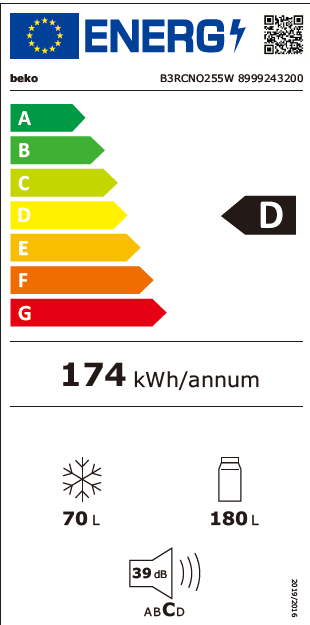 Beko B3RCNO255W - Koel-vriescombinatie.