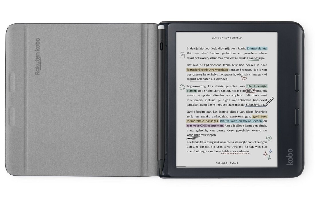 Kobo Libra Colour Notebook SleepCover Zwart - Beschermhoes