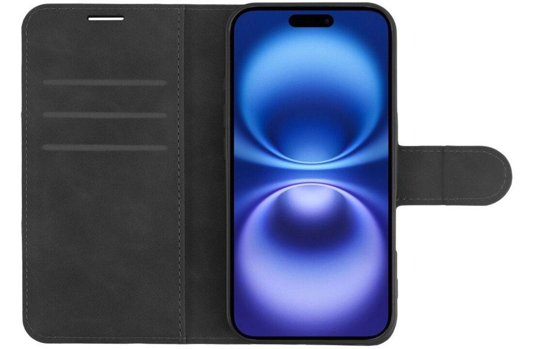 Just in Case iPhone 16 Premium Wallet Case Zwart - Telefoonhoesje